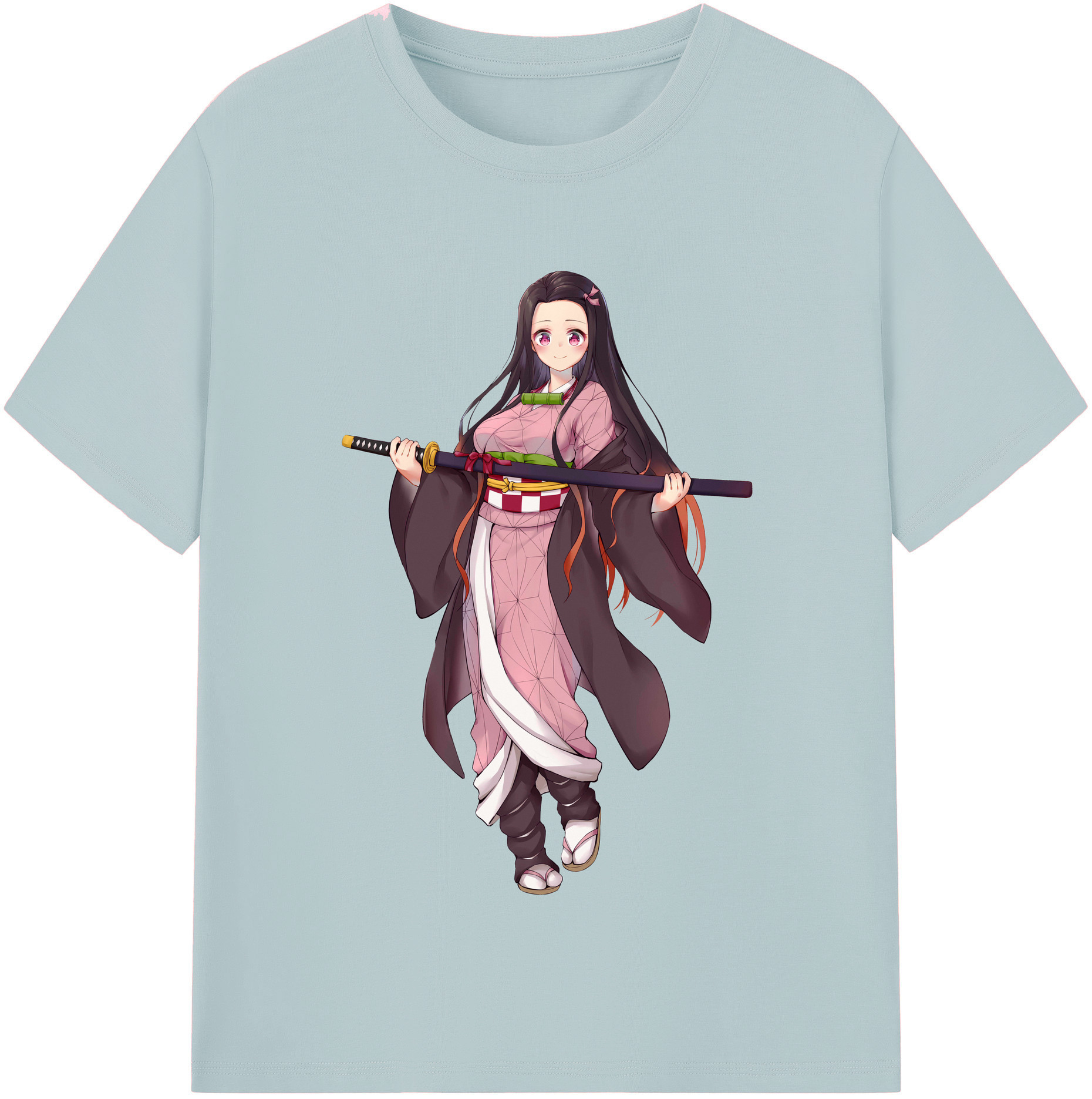 （画像用） 鬼滅の刃（きめつのやいば）竈門 禰󠄀豆子／かまど ねずこ Kamado Nezuko 綿100％半袖Tシャツ（フロントプリント）